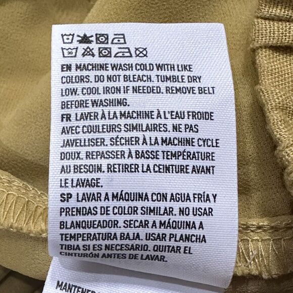 American Eagle Linen Blend Shorts Women S Mustard Yellow Belted Pleated Boho NEW - Picture 11 of 12